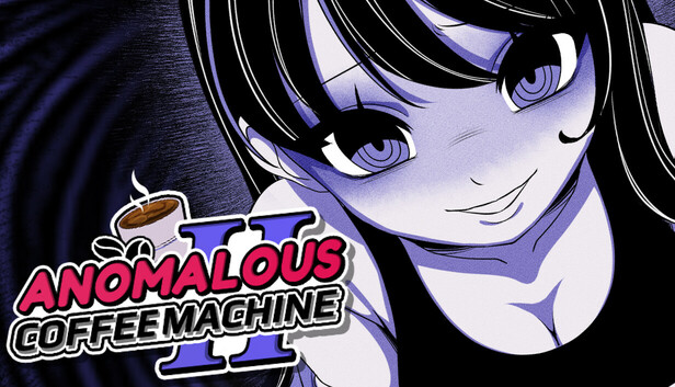Anomalous Coffee Machine 2 - close-up of the title and a manga character with a knowing smile