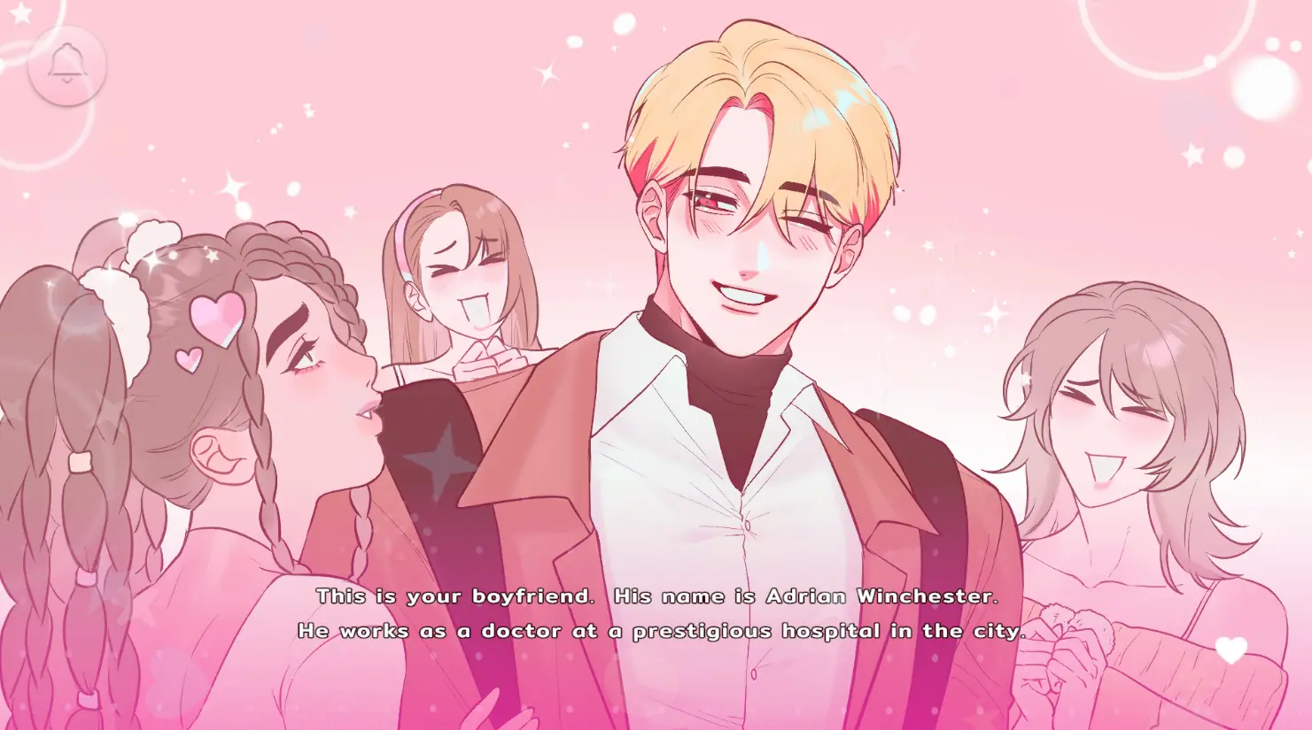 Helping Your Boyfriend - Adrian in the bright pink introduction scene