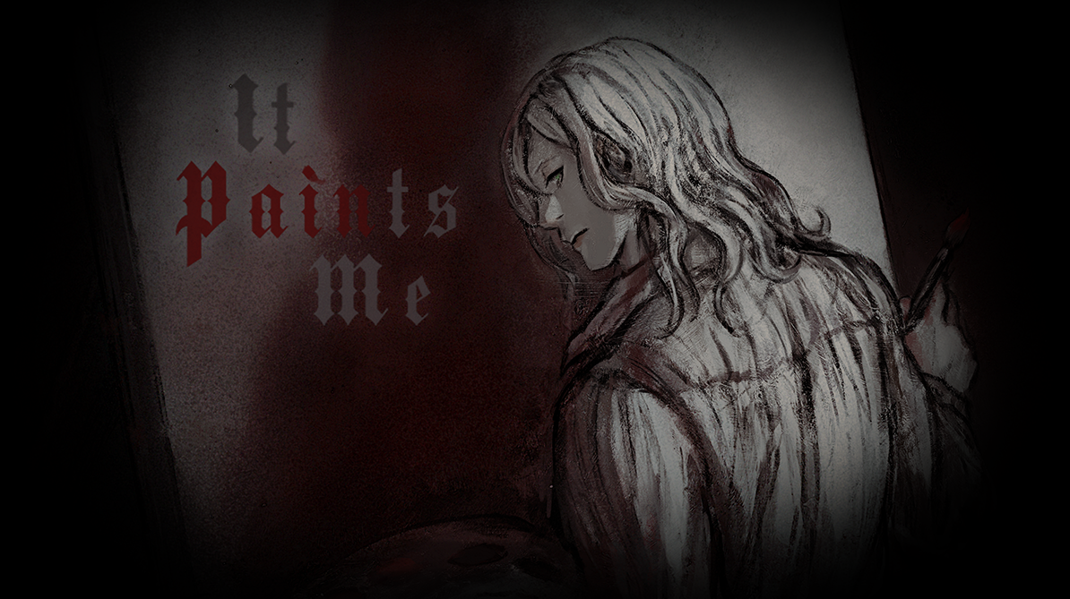 It Paints Me visual novel dialogue scene with character art and a choice prompt at the bottom