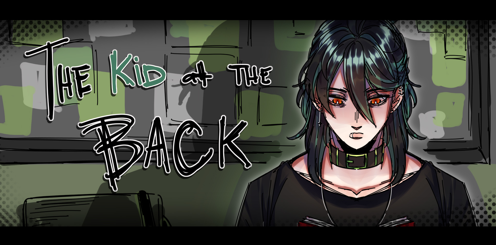 The Kid at the Back — empty classroom with rows of desks and a single figure in the back row